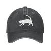White Cat Kitten Vintage Adjustable Washed Denim Cotton Low Profile Mens Dad Trucker Hat Fitted Baseball Ball Cap for Men Unisex