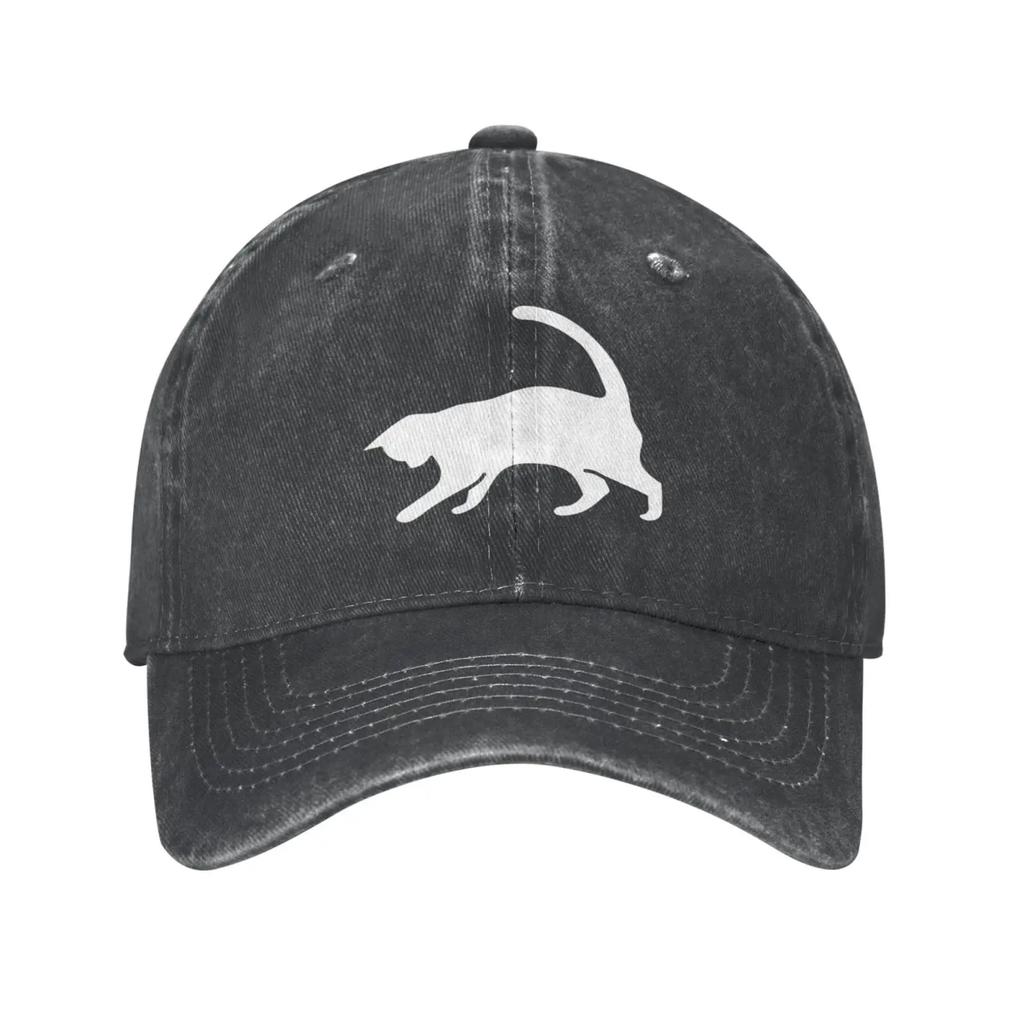 White Cat Kitten Vintage Adjustable Washed Denim Cotton Low Profile Mens Dad Trucker Hat Fitted Baseball Ball Cap for Men Unisex