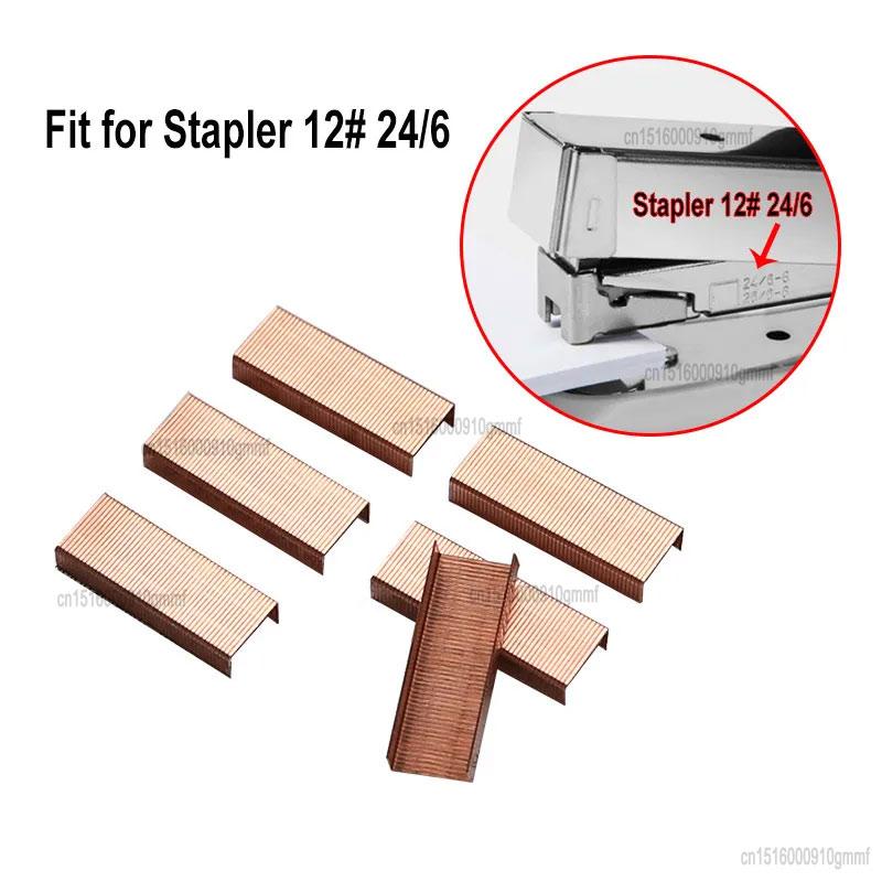 1000pcs Set Metal 12# 24/6 Staples Rose Gold Color Office Accessories School Stationery Binding Supplies