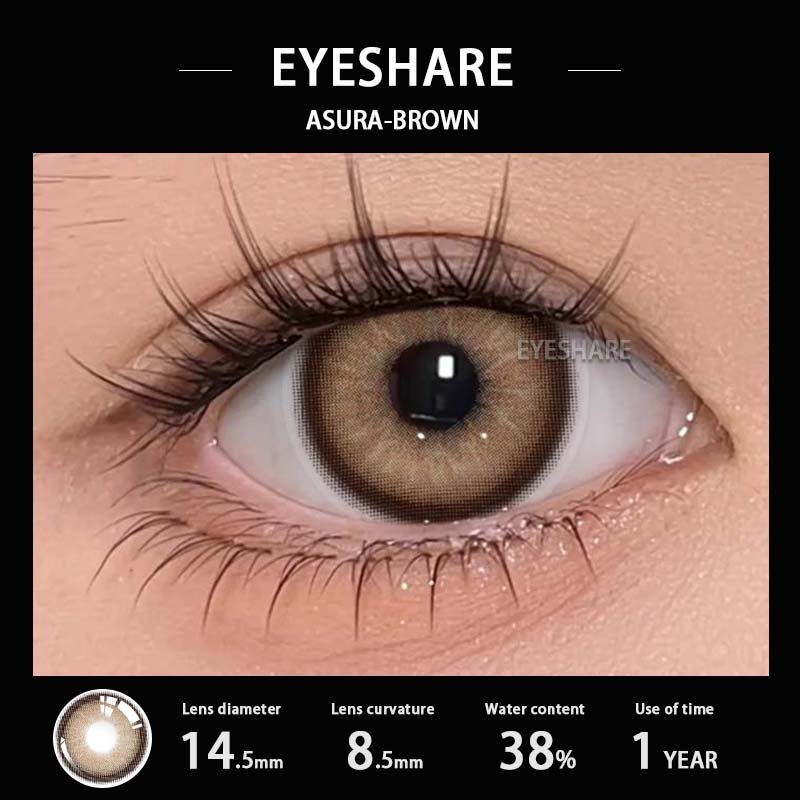 EYESHAER Farbige Kontaktlinsen, Hellblaue Brillenlinsen, Dunkelbraune Linsen in natürlicher Farbe, Hellblaue Modelinsen, 1 Paar