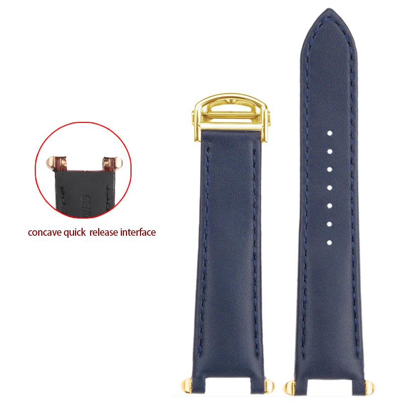 

Оригінальний шкіряний ремінець для Cartier PASHA WGPA0019/0026 W2PA0014 Серії Зі виїмкою Ремінець для годинника Чорно-синій Ремінець для годинника Браслет Ремінь 19x12mm