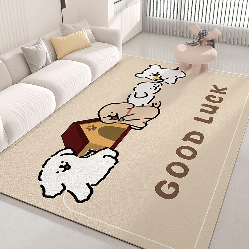 Stain-Resistant Easy-Clean Cartoon Leather Carpet: Waterproof, Oilproof, and Cuttable for Living Room or Bedroom