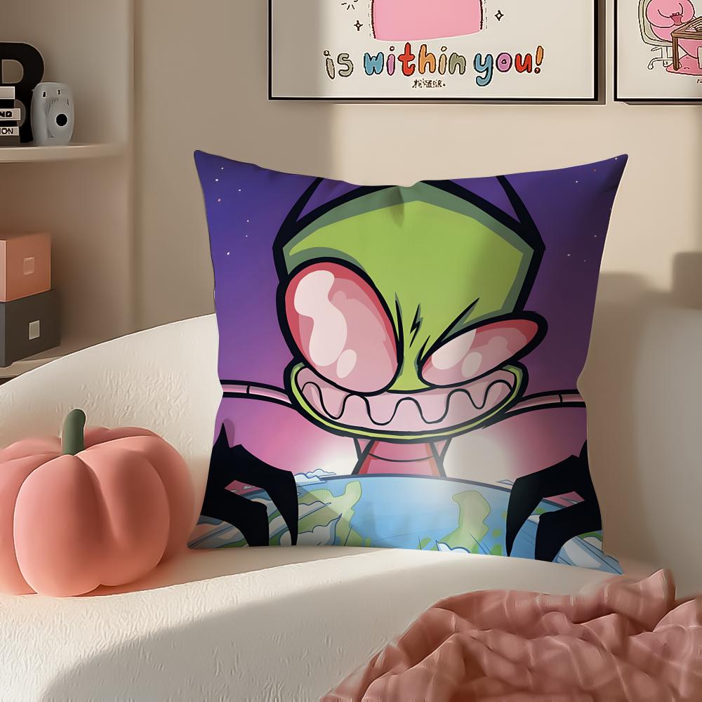 Weird Wacky Absurd Animated Series IInvader Zim Cushion Cover Pillowcase Short Plush Invisible Zipper Room Sofa Cushion Cover