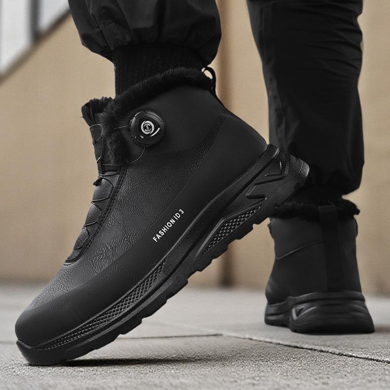 Mens Snow Boots Waterproof Hunting Boots Hiking Shoes for Mountain Trekking Fleece Lining for Warmth Shoes Thick Soled Men Shoes