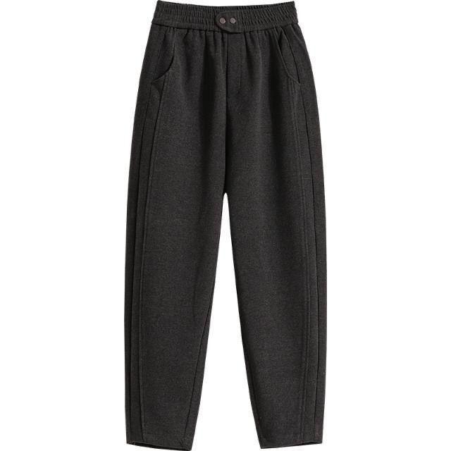 Women's High-Waist Fleece-Lined Harem Pants - Slimming, Elastic, Plus Size, Autumn/Winter Casual Fashion.