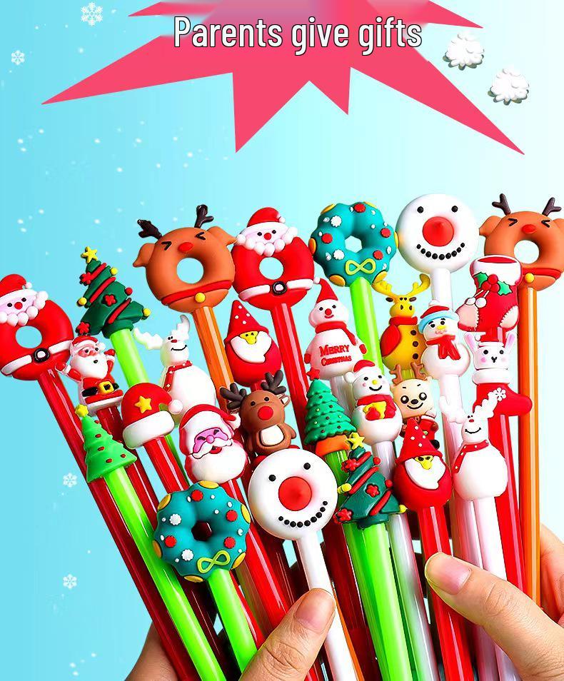 Festive Cartoon Christmas Pen: Cute Black Ink for Students