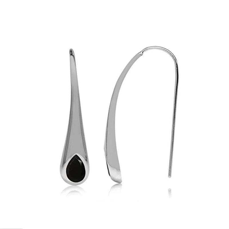 Black Awn New Classic Silver Color Round Trendy Spinel Engagement Hoop Earrings for Women Jewelry I181