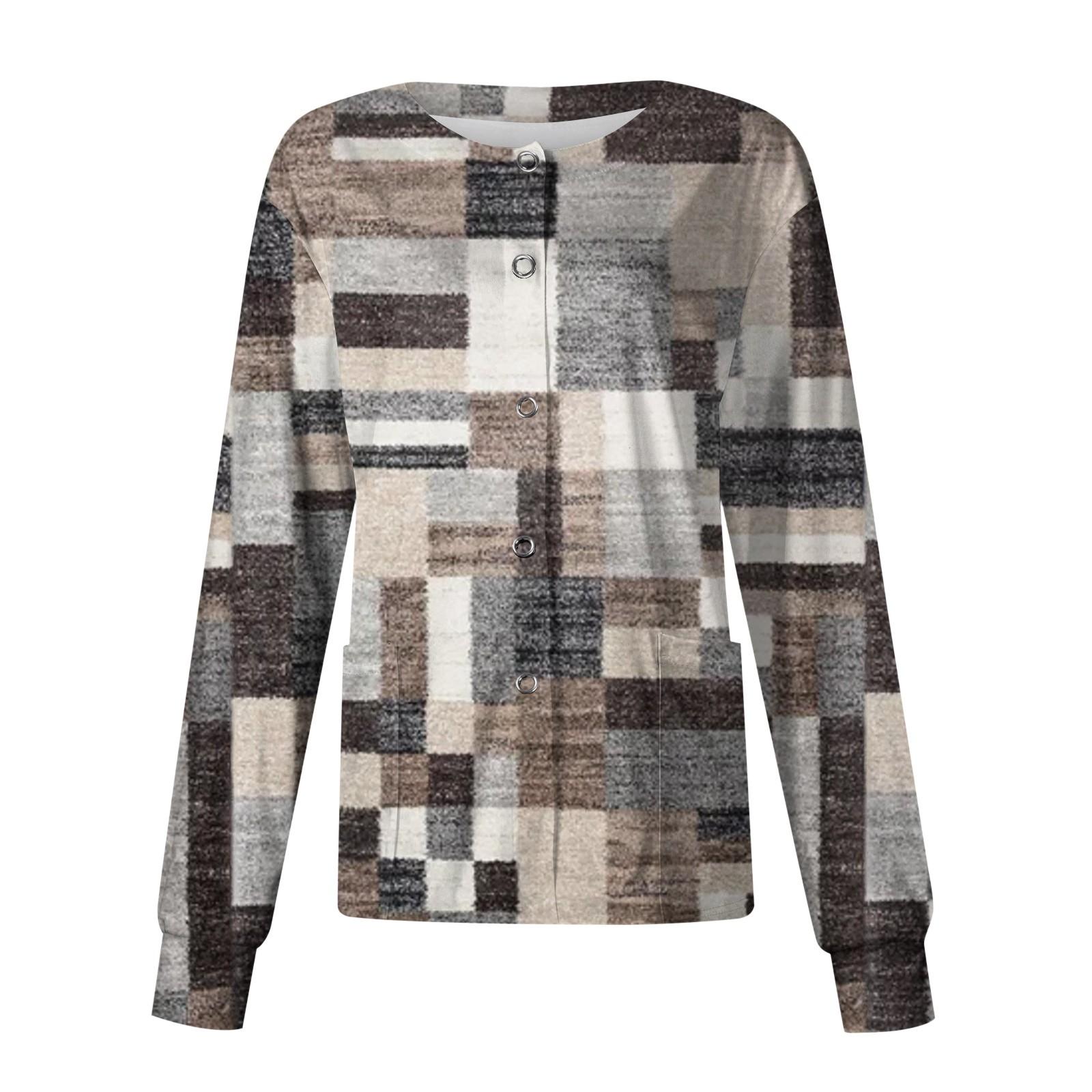 

Women s Casual Fashion Standing Collar Single Breasted Vintage Printed Nurses Uniform Top XL