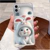 Case For iPhone 11 Casing For iPhone 12 / 13 Cover Luxury Cute Love Heart Rabbit Funny Clear Soft Silicone TPU Phone Case 6.1''