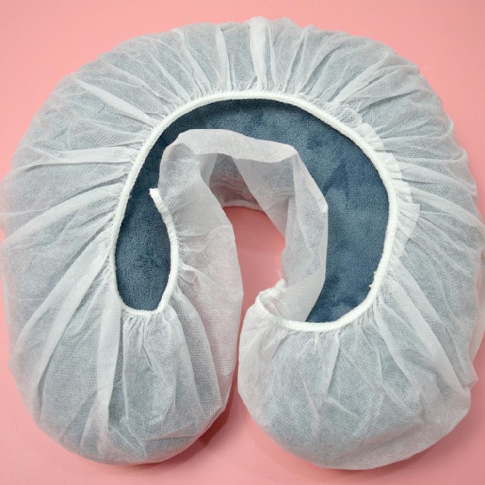 50pcs with Elastic Ribbon U-shaped Pillowcover Nonwovens Disposable Headrest Cover Towel