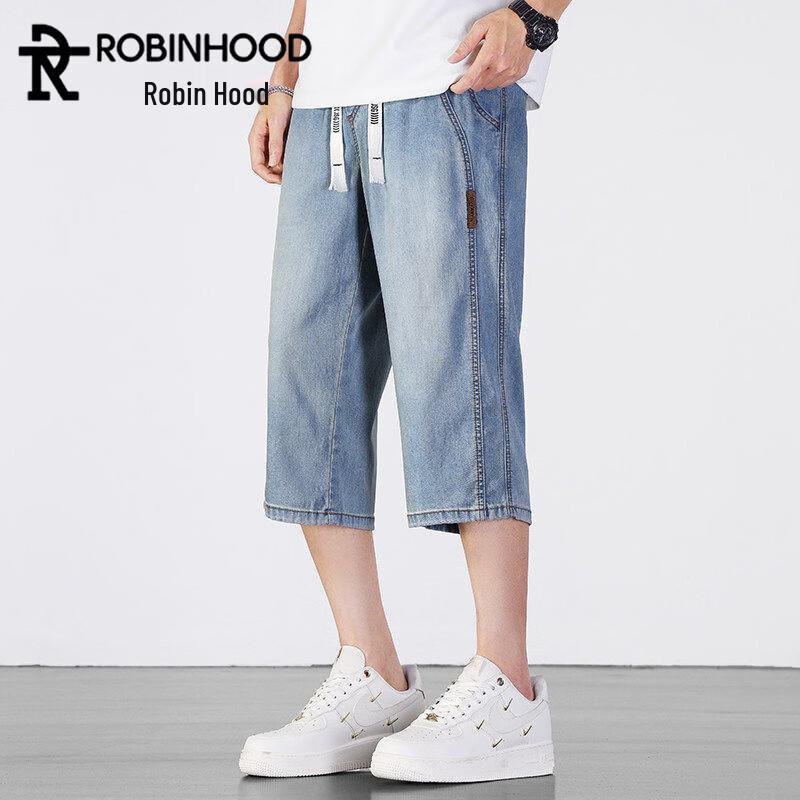 ROBINHOOD Men s Tencel Blend Loose Straight Denim Capri Pants L