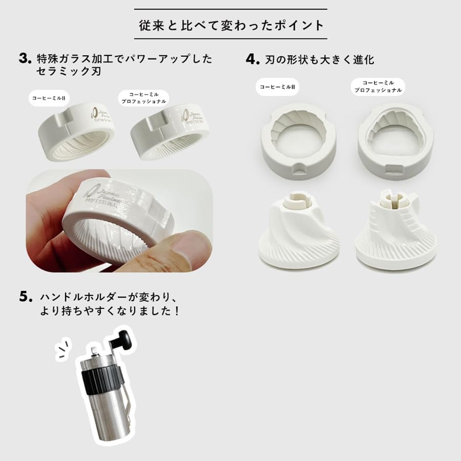 PORLEX Coffee Mill Professional Mini 60 Levels Adjustable Coarseness 267g Lightweight Ceramic Blade PORLEX Compact Hand Grinding Coffee Mill Maximum