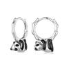 WOSTU 925 Sterling Silver Top Quality 3D Panda Hoop Earrings For Women Chinese Lovely Panda Drop Earring Holiday Jewelry Gift