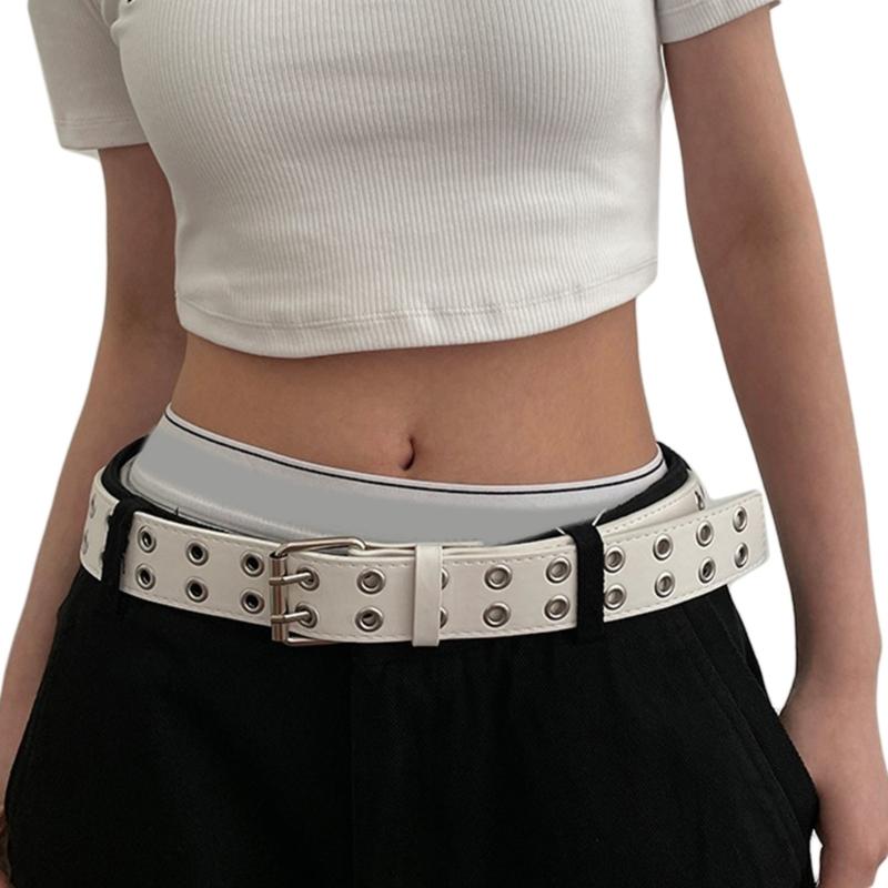 Leathers Womens Belt Fashion Double Grommet Belt Decorative Jeans Dress Blet