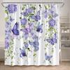 Floral Butterflies Shower Curtains Pink Blue Rustic Flowers Butterfly Plant Polyester Fabric Home Bathroom Curtain Bathtub Decor