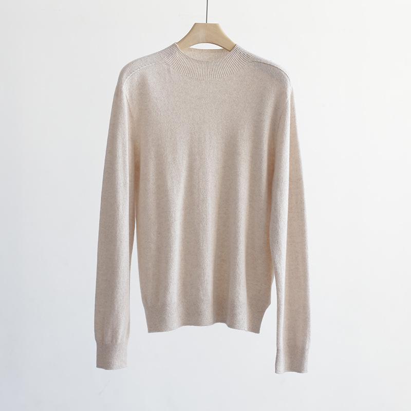 

Рекомендуемый минималистичный шерстяной свитер бесшовной вязки с полувысоким воротником для осени/зимы – однотонный теплый пуловер