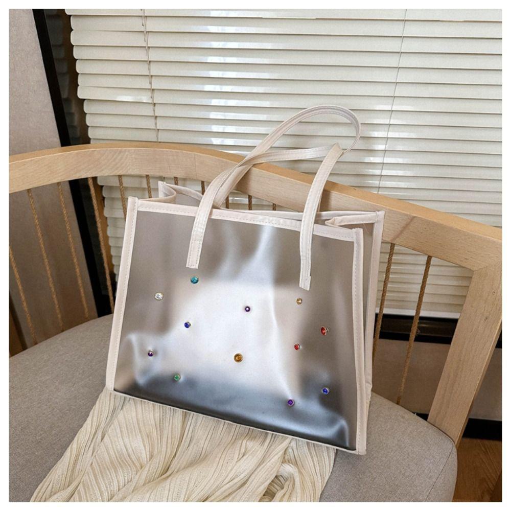 2pcs/set Summer Jelly Shoulder Bag Waterproof Shopping Bag Portable Transparent Totes Bag  For Women
