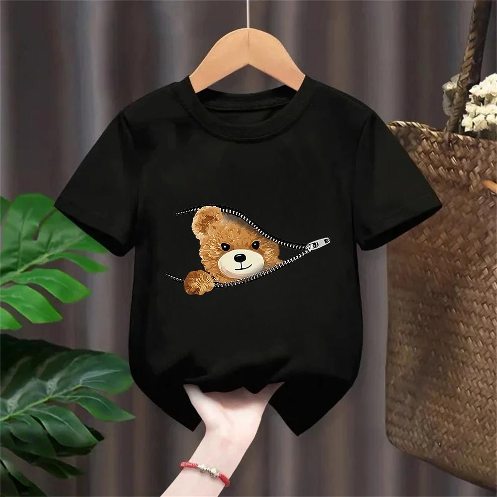 Short Sleeve Fashion Bear Funny Y2k T Shirts Manga Kids Childrens Tshirt Boys Girls Summer Spring Casual Top Tee Shirt