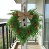 Christmas Bell and Bow Flower Wreath - Festive Front Door Hanging Decoration
