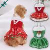 Christmas Pet Dress Dog Skirts Holiday Party New Year Christmas Dress Up Classic Dress Green Red Pet Decoration  Pet Clothes