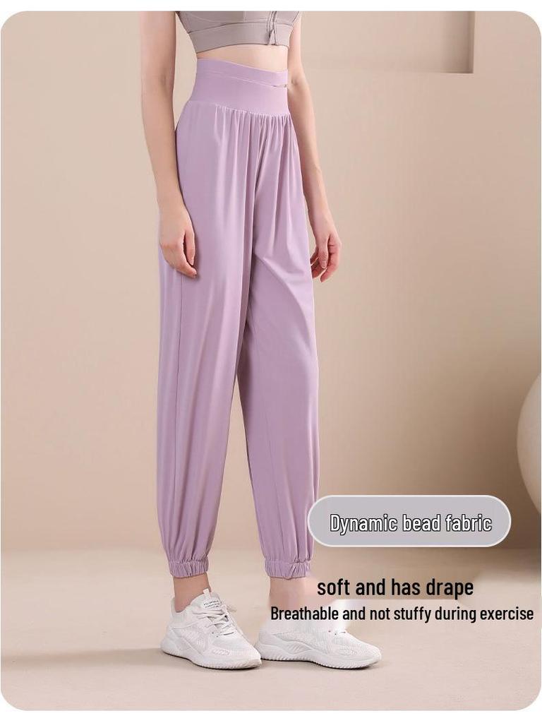 Damen Schnelltrocknende High Waist Loose Fit Yoga- & Fitness-Schweißhose