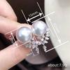 Imitation Pearl Earrings For Women, Elegant Temperament Geometric Zircon Stud Earrings, Light Luxury Jewelry With A Sense Of Design