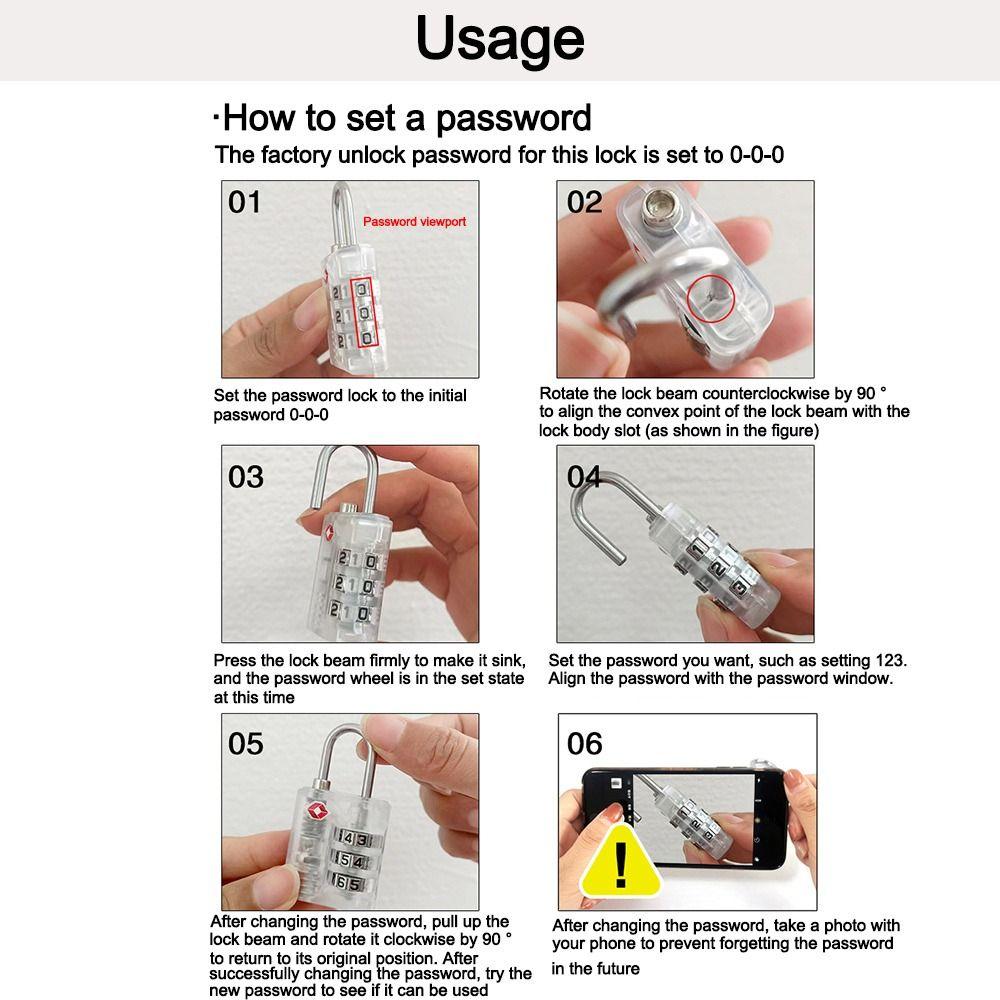 Transparent Customs Password Lock TSA Suitcase Luggage Coded Lock New Cabinet Padlock  for Travel
