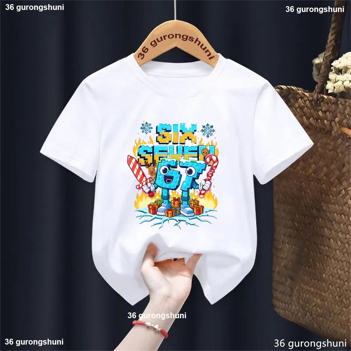 67 Six Seven for Childrens Christmas Shirt Funny 6 7Gamer Meme for Boys TShirt Italian Brainrot Kids Gaming Y2k Saying Tees 100