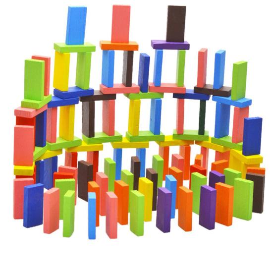 120Pcs/Set Colorful Dominoes Wooden Blocks Children Early Educational Play Toy