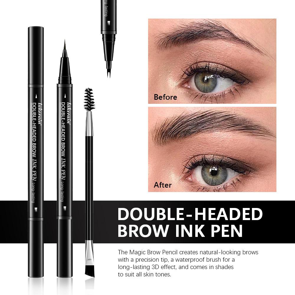 2 In 1 Eyebrow Pencil Waterproof Eye Brow Pencil Perfect Eyebrows Waterproof Makeup Brushes Eyeliner For Set Pen Brown