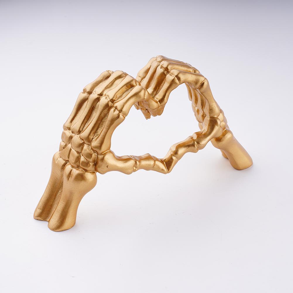 Heart Shaped Realistic Skeleton Hands Hand Bone Halloween Decoration  Love Skeleton Decoration Resin Terror Halloween Ornament