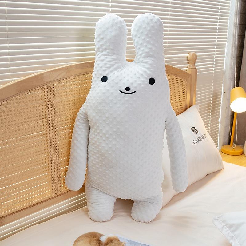 Cartoon Smile Long Ears Rabbit Pillow Plush Toy Doll Little White Rabbit Doll Girl Soothing Doll