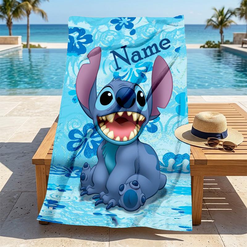 Custom Name Halloween Stitch Stylish Digital Printing Beach Towel Quick‑Drying Absorbent Blanket for Beach Pool Gym Travel