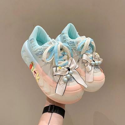 Chaussures de planche à semelle épaisse Kawaii pour femmes, chaussures de planche à semelle épaisse, chaussures de sport légères et laides, nouvelle collection 2024