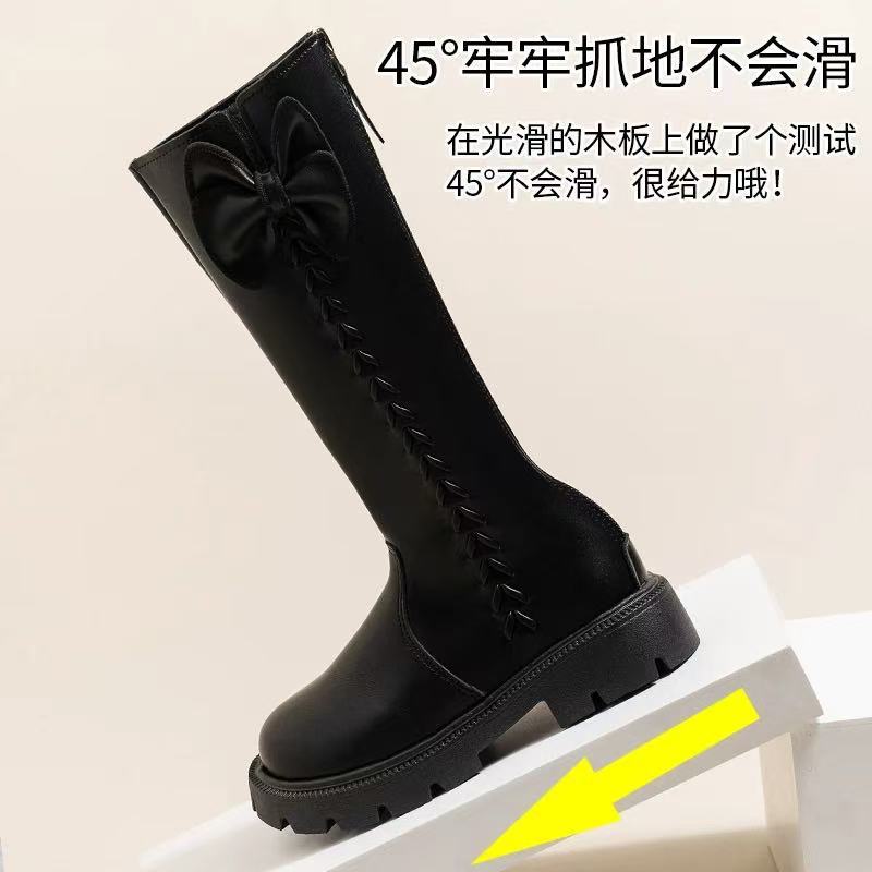 Dívčí kozačky dětské dlouhé kozačky z měkké kůže 2025 nové podzimní a zimní dívčí dětské kozačky pro malé princezny vysoké kožené kozačky