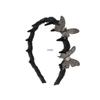 Korean Luxury Rhinestone Butterfly Headband for Women: 2025 Small Face Design with Tooth Comb Hair Clip