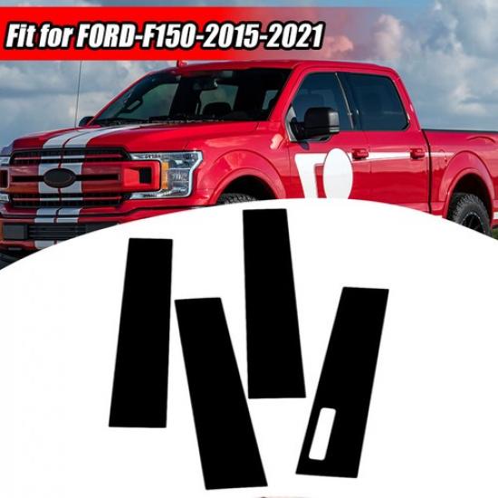 Black Fits Ford F-150 2015-2021 Door Window Trim Cover Decal Pillar Posts Panel