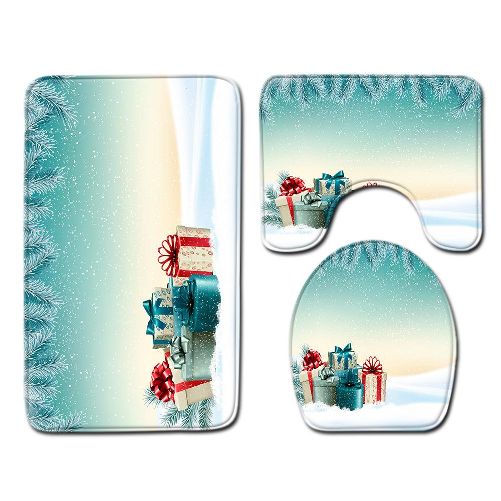 Christmas Bathroom Floor Mat Toilet Three-Piece Set