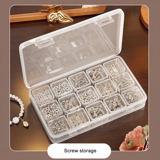 Multifunctional Storage Box, with Flip-Top Airtight Dust-Proof Design, Transparent Contains Independent Small Box Storage Case, for Jewelry Rings