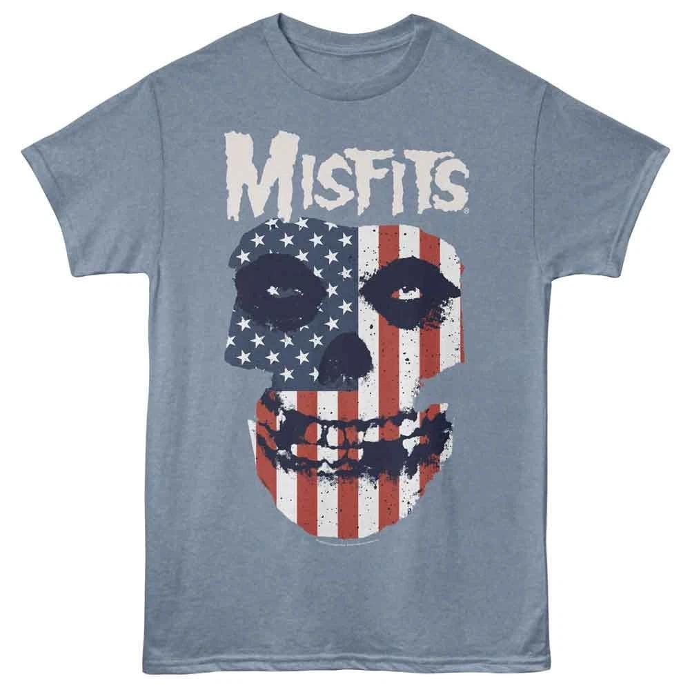 

Misfit - Flag Face - Front Print Adult Heather T-Shirt - Indigo Heather 4XL
