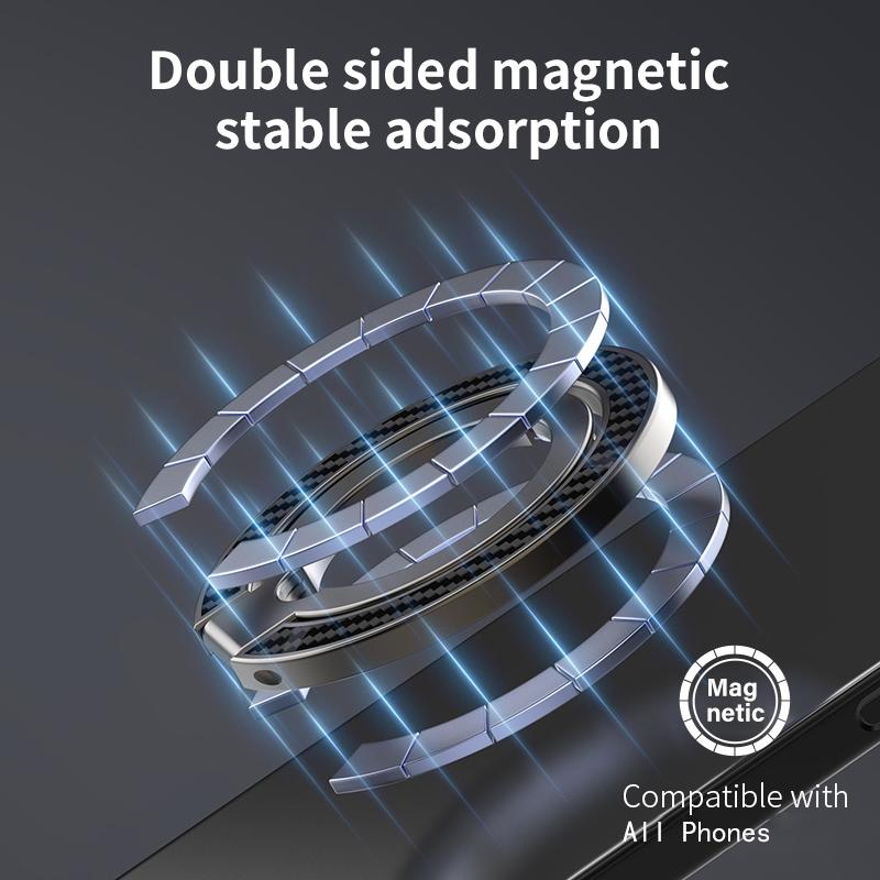 Magnetic Phone Finger Ring Holder for Magsafe Cellphone Double-sided Magnet Stand Carbon Fiber Double Ring Buckle for iPhone 17
