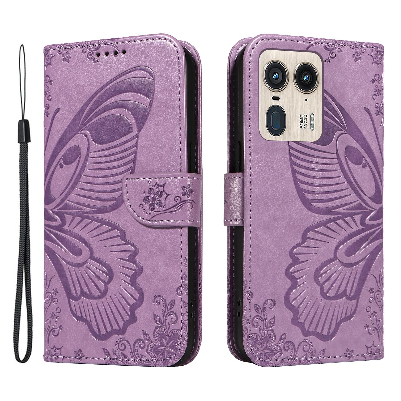 

For Motorola Moto X50 Ultra 5G/Edge 50 Ultra 5G Case Butterfly PU Leather Phone Cover Folio Wallet C