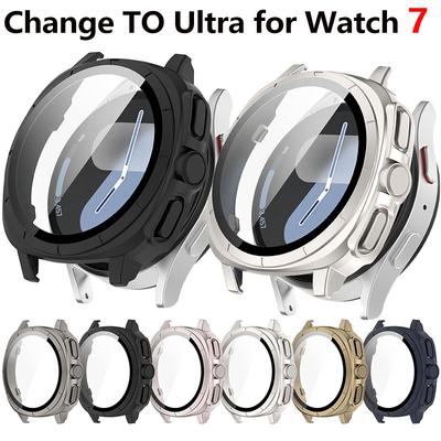 Glas+Hülle für Samsung Galaxy Watch 7 44/40mm Verwandelt sich in Ultra 47mm Upgrade Rundumschutz Schutzhülle Stoßfänger