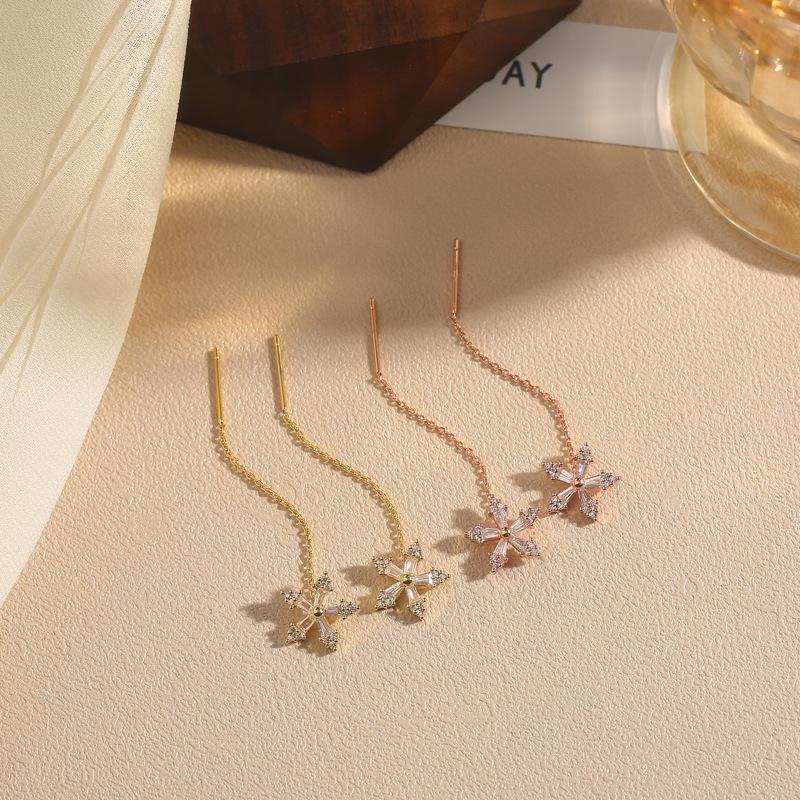 Snowflake Ear Thread Long Tassel Earrings Summer Unique Design Luxury Chic Drop Earrings for Women