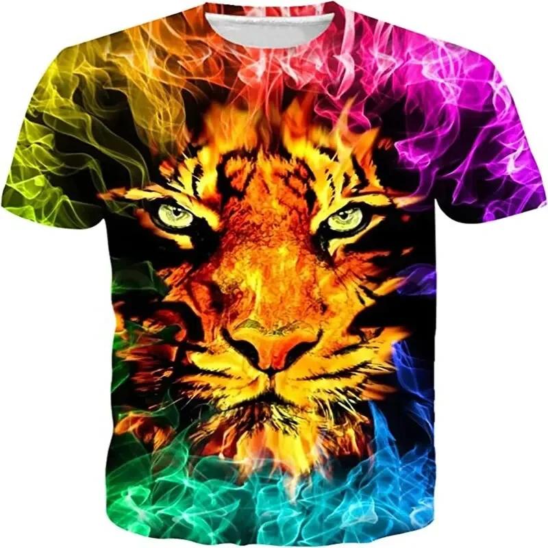Summer Animal Tiger 3D Print T-Shirts Streetwear Casual Men Women Fashion Short Sleeve T Shirt O-Neck Kids Tees Tops Clothing