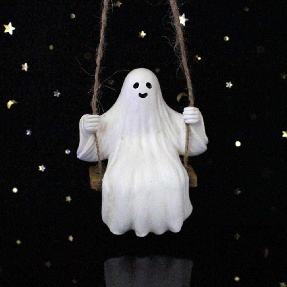 Small Figurine Car Decor Pendant Resin Ghost Ornaments Ghost Swing Pendant  Halloween Decoration