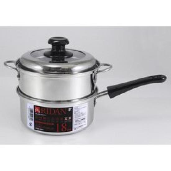 

Leadan Пароварка из нержавеющей стали с крышкой с окошком для газа и индукции 18 см Одноручная двухъярусная пароварка, Совместимая, DRR-3597 Одноручная двухъярусная