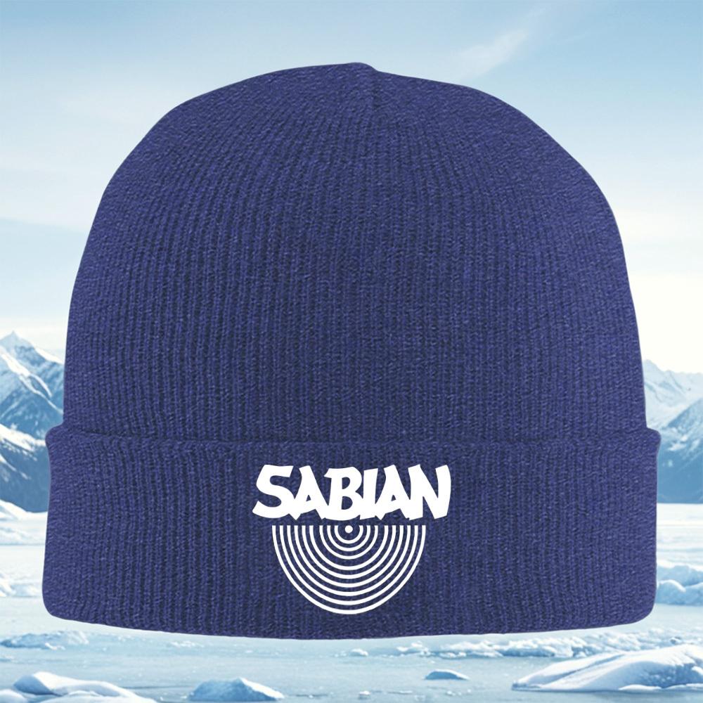White SABIAN logo circular design Men Women Unisex Knitted Hat Beanie Pullover Cap Winter Thermal Warm Christmas Outdoor Cycling