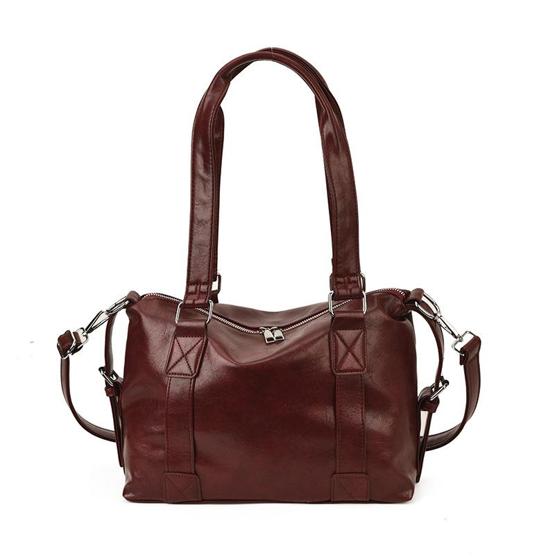 

New Korean version trendy cool large capacity shoulder bag women s high sense fashion retro handbag foreign style tote бордовый