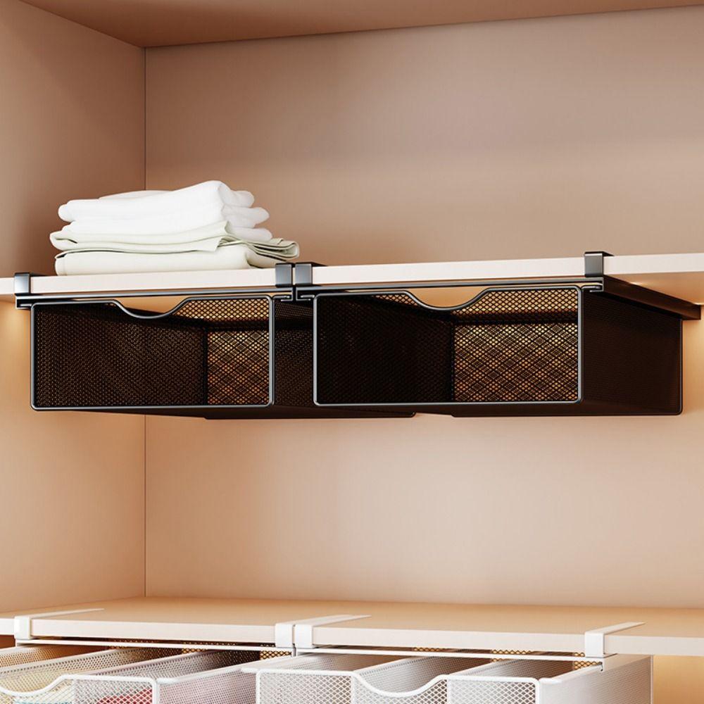 Breathable Closet Hanging Basket Divided Underwear Storage Rack Wardrobe Clothes Organizer  Pantry